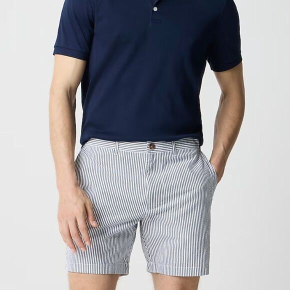 GAP Other - GAP Essential Khaki Shorts 7" Seersucker Blue & White
